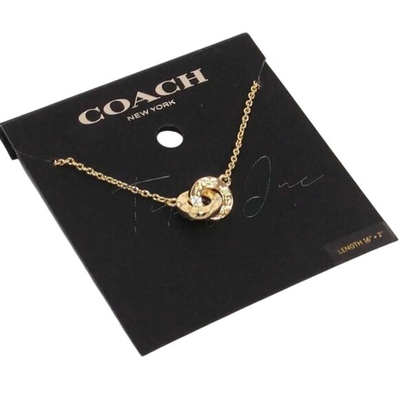 Coach Gold-Tone Interlocking Signature Pendant Necklace - Picture 4 of 5
